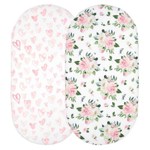 CELIEAN Baby Mose Basket Sheet Bassinet Sheet Cradle Sheet Adapts To Rectangle Oval Pram Hourglass Bassinet Pads 2 Pack Red