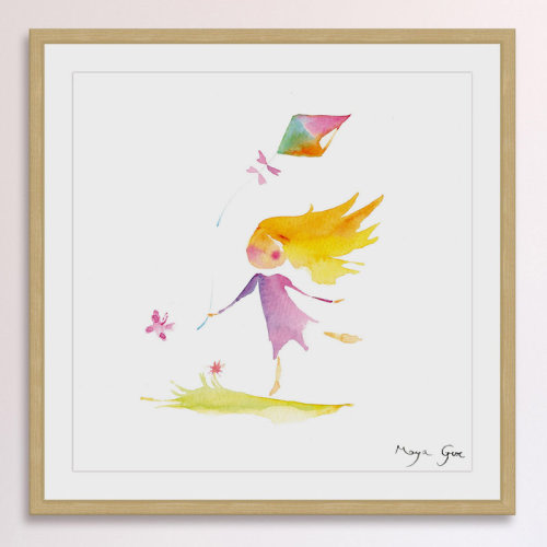 Marmont Hill 'Girl with Kite' by Maya Gur Framed Print | Wayfair