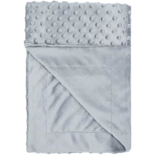 Unisex Children's Baby Quilt Soft Baby Blanket Minky Dot- Sherpa Fleece Baby Blanket 30 by 40 Grey