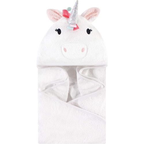Hudson Baby Unisex Baby Cotton Animal Face Hooded Towel, Rainbow Unicorn, One Size