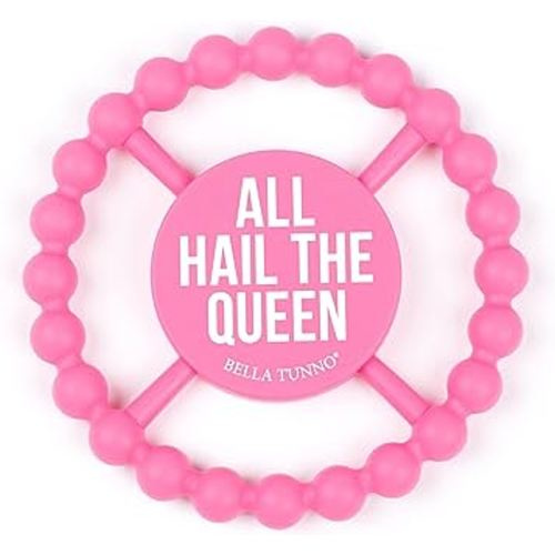 Bella Tunno Happy Teether for Girls– Soft & Easy Grip Baby Girl Teether Toy, Silicone Teether Ring to Help Soothe Gums, Non-Toxic and BPA Free, All Hail The Queen
