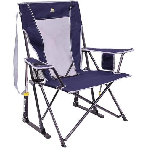 GCI Outdoor Comfort Pro Rocker Collapsible Rocking Chair & Outdoor Camping Chair, Indigo Blue