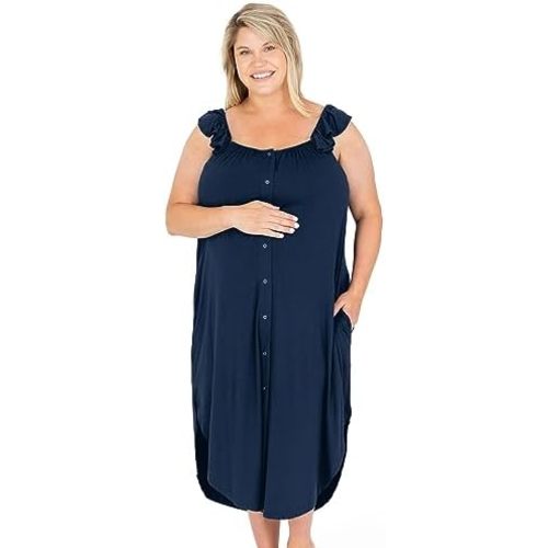 Kindred Bravely Ruffle Strap Labor and Delivery Gown | 3 In 1 Labor, Delivery, Nursing Gown for Hospital