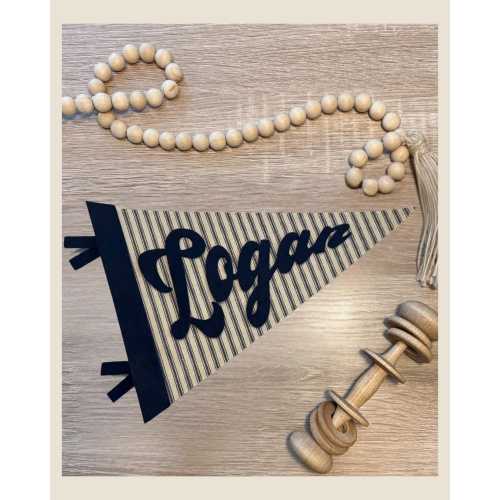 Custom Name Pennant- Striped Blue
