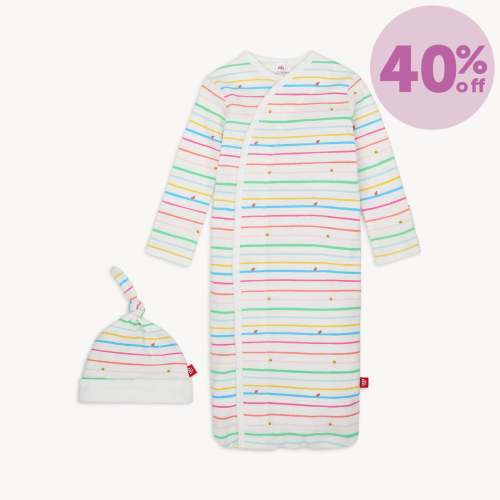 rainbow road organic cotton magnetic cozy sleeper gown + hat set – Magnetic Me