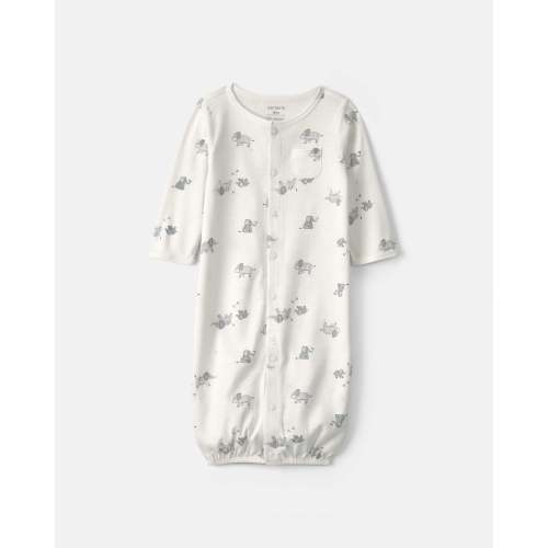 Baby Elephant 100% Cotton Converter Gown - Ivory