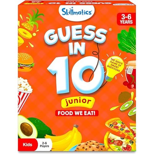 Skillmatics Guess in 10 Junior Food We Eat for Kids, Boys, Girls, and Families Who Love Card Games, Board Games and Educational Toys, Travel Friendly, Gifts for Ages 3, 4, 5, 6