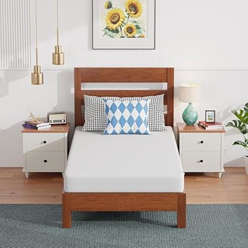 FDW 6 Inch Twin Mattress, Base Foam, Medium Firm Support, Breathable & Comfortable, Removable Washable Zipper Cover, Bed-in-a-Box,CertiPUR-US Certified