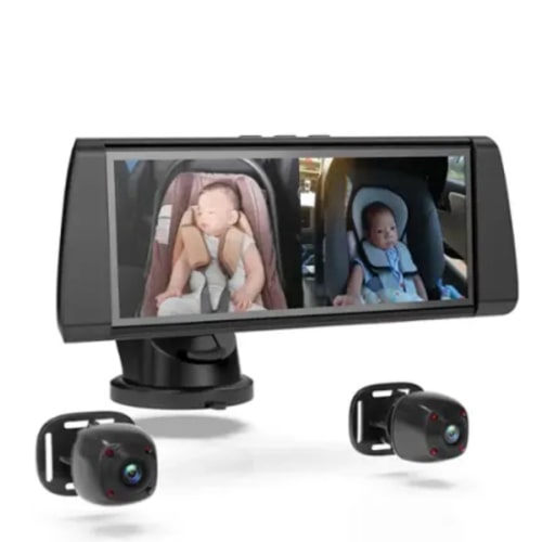 Rexing - BC300 Dual Channel Baby Car Camera – 1080p HD, IR Night Vision & Split-Screen Display for Windows, MAC OS and iPhone - Black
