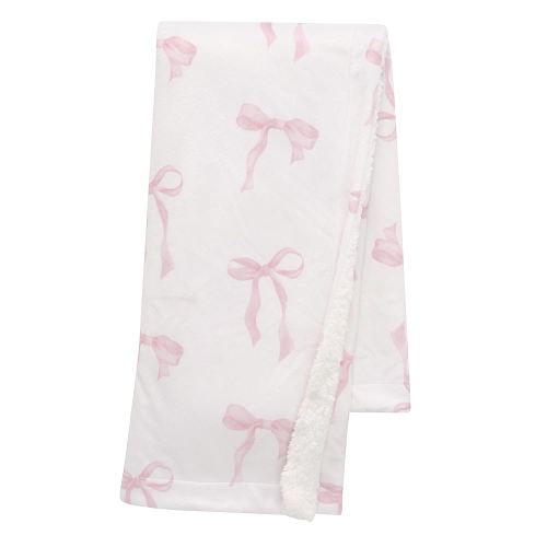 Lambs & Ivy Coquette Floral Pink Bows Aesthetic Warm Fleece Baby Blanket