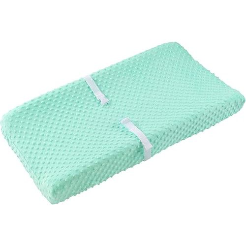 Baby Changing Pad Cover, Super Soft Minky Dot Diaper Changing Table Covers for Baby Girls and Boys, Ultra Comfortable, Safe for Babies, Fit 32"/34'' x 16" Pad (Green)
