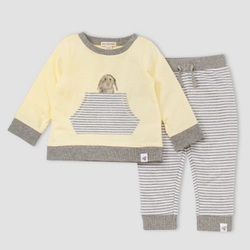 Burt's Bees Baby® 'Hello Bunny' French Terry Top & Pant Set Light Yellow, 6-9 month