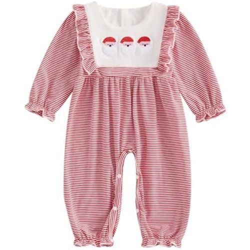 My First Christmas Baby Girl Outfit Newborn Baby Girl Christmas Santa Claus Long Sleeve Romper Jumpsuit Infant
