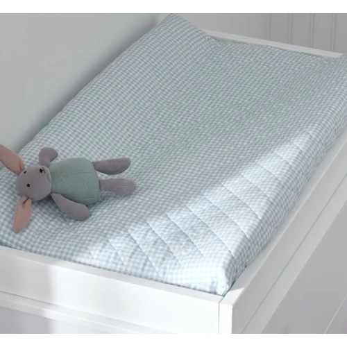 Ditsy Gingham Classic Cool Organic Cotton Percale Quilted Changing Pad Cover