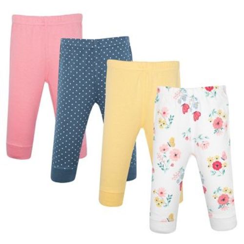Hudson Baby Girl Cotton Pants and Leggings, Butterfly Floral, 3-6 Months