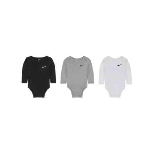 Nike Essentials Baby (0-9M) 3-Pack Long Sleeve Bodysuits