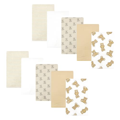 Hudson Baby Unisex Baby Cotton Flannel Burp Cloths, Teddy Bears 10 Pack, One Size