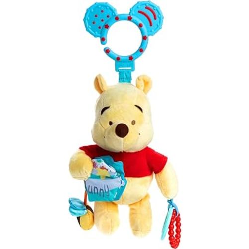KIDS PREFERRED Disney Baby Winnie The Pooh Multi Sensory Activity Toy with Teethers, Crinkle Textures, and Clip for On The Go Fun for Infant and Baby Boys and Girls
