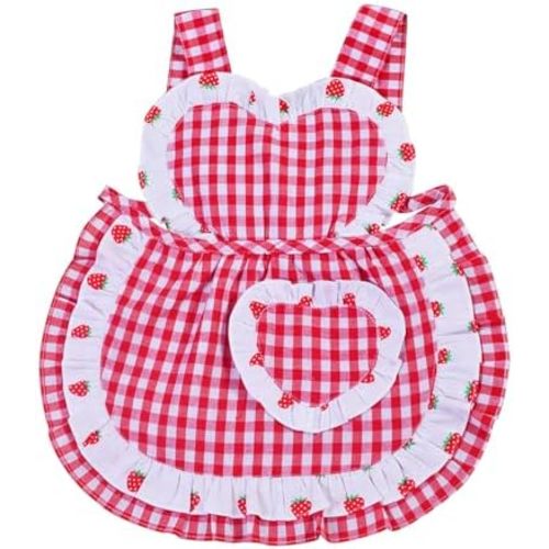 Love Potato Kids Aprons for Girls - Cute Gingham Apron with Pocket - Toddler Girl's Apron for Ages 1-3 Years