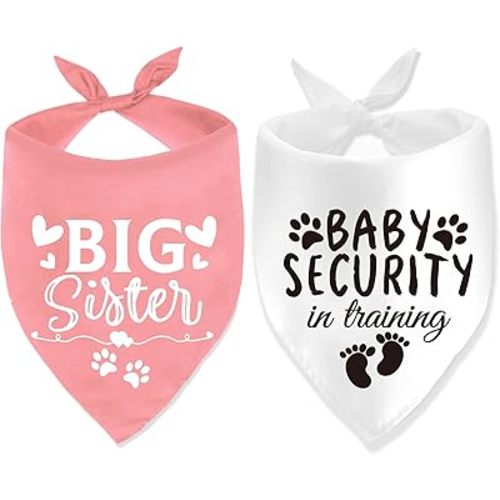 Dog Bandana Pregnancy Announcement Big Sister Doggy Bandana Baby Security in Training Printed Dog Bandanas Baby Announcement Puppy Scarf Pregnancy Pet Bandana for Dogs Pet Scarfs Accessories