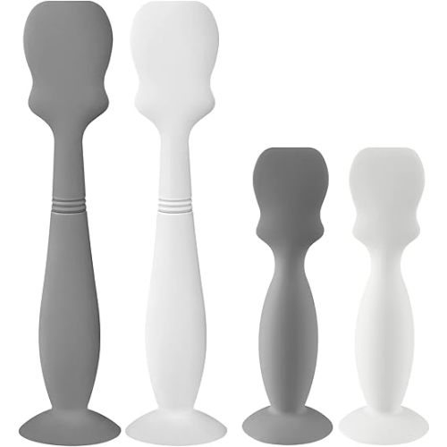 4 Pack Baby Diaper Cream Brush, Diaper Cream Spatula Applicator Silicone Baby Butt Paste Spatula for Babies, Newborn, 2 x Large Size, 2 x Small Size (White, Gray)