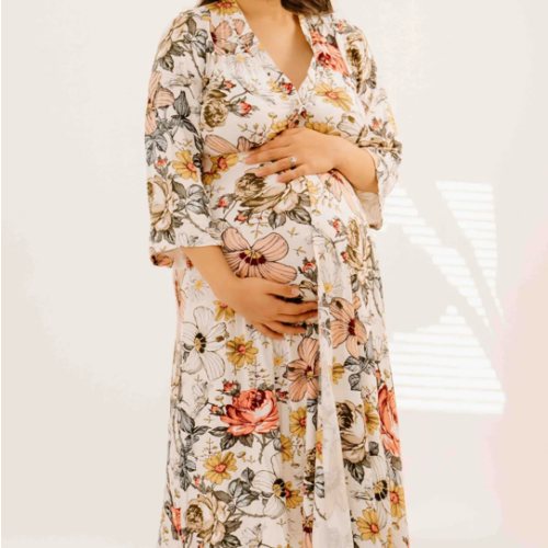 Lila Labor & Postpartum Gown in Vintage Floral