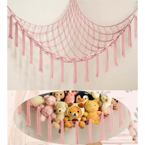 Stuffed Animal Hammock Corner Storage Net Cute Preppy Trendy Stuff Gifts for Teen Girls Baby Room Living Room House Wall Nursery Decor Rainbow Color Colorful Unicorn Hanging Organizers Organization