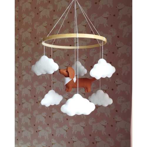 Dachshund baby mobile, Wiener crib mobile, Dog mobile nursery, Sausage dog mobile, Dachshund nursery decor, Dachshund baby shower,P0999