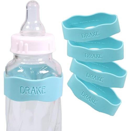 InchBug Orbit Labels - Baby Bottle Name Labels for Daycare, Sippy Cup Bands - Engraved Silicone, Reusable, Dishwasher Safe, Matching Color Personalization, 4-Pack (Tropical Lagoon)