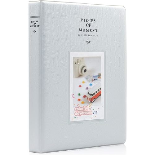 Ablus 128 Pockets Mini Photo Album - Fits for Fujifilm Instax Mini 11 Mini 9 Mini 8 Mini 90 Mini 25, Polaroid Snap PIC-300, Kodak Mini 3-Inch Film(Smokey White)