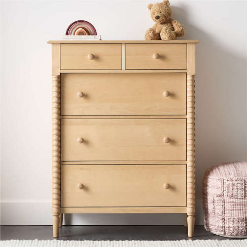 Jenny Lind Maple Wood Tall 5-Drawer Kids Dresser