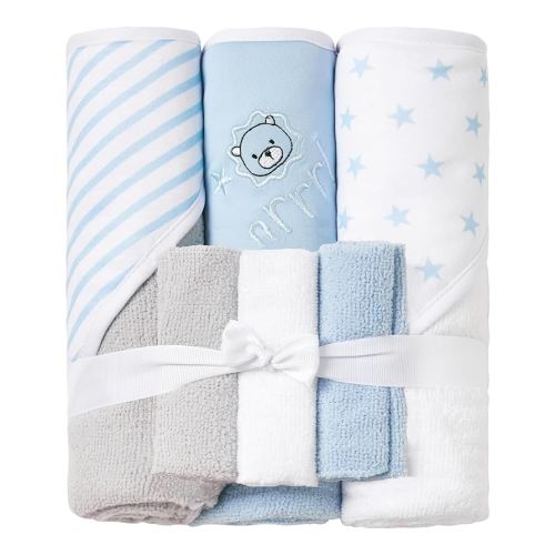Viviland Baby Towels and Baby Wash Cloths Set Hooded Baby Towels Baby Wipes Absorbent Bath Face Towels Burp Cloths or Face Towels for Girl Boy 6-Pack Size 28 x 28 Inch(Lion)