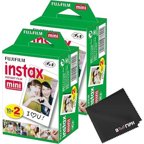 Fujifilm Instax Mini Instant Camera Film: 40 Shoots Total, (10 Sheets x 4) - Capture Memories Anytime, Anywhere - Boomph's Comprehensive Ultimate Performance Cloth Solution for Perfect Picture Quality