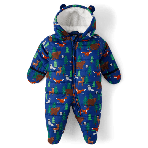 Baby Boys Animal Snowsuit - Blue