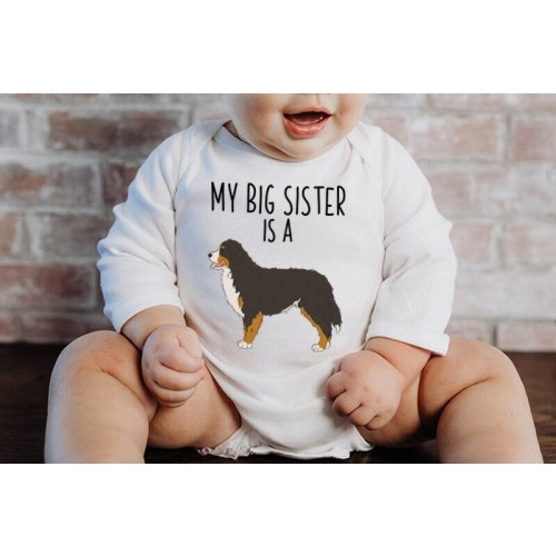 My Big Brother / Sister is a Bernese Mountain Dog Baby Bodysuit, BMD Dog Baby Boy Baby Girl Clothes One Piece Romper Berner Baby Shower Gift