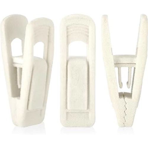 Tinfol Ivory Velvet Hangers Clips, 50pc Pants Velvet Clips, Large Opening Clip Clothes Hanger Clip, Strong Finger Flocked Clips Perfect for Use with Slim-line Clothes Velvet Hangers