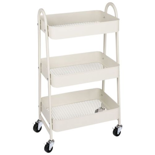 JIONJOY 3 Tier Utility Rolling Cart, Premium Metal Mobile Storage Cart with Lockable Wheels, Ultimate Organizer for All-Room- Green