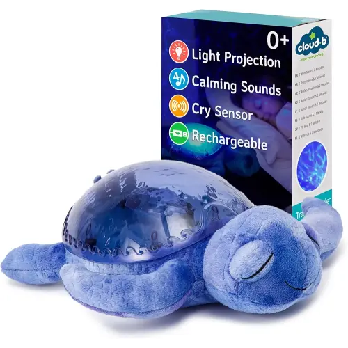 Cloud b Ocean Projector Nightlight with 2 White Noises & 2 Soothing Sounds | Adjustable Settings | Cry Sensor | Tranquil Turtle - Ocean (Rechargeable)