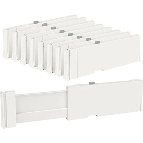 Vtopmart Drawer Dividers for Clothes 8 Pack, Adjustable 4" High Expandable from 11.6"-17" Dresser Drawer Organizer, Plastic Drawers Separators for Dresser, Baby Clothes, Kitchen and Office Storage