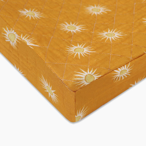 babyletto Quilted Changing Pad Cover in GOTS Certified Organic Muslin Cotton - Golden Hour