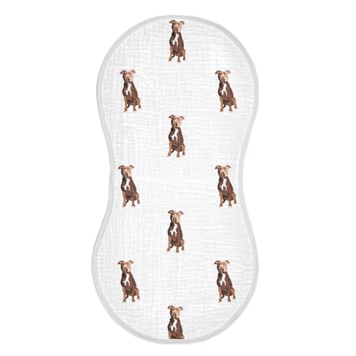 vvfelixl Muslin Burp Cloths Pit Bull Terrier Sitting Dog Baby Washcloths for Baby Girl Boys 2 Pack