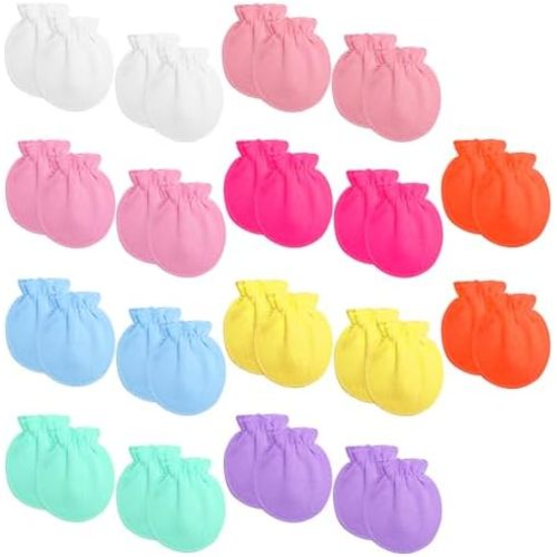 18 Pairs Newborn Baby Cotton Mittens No Scratch Gloves Newborn Mittens Infant Toddler Gloves for Boys Girls 0-6 Month