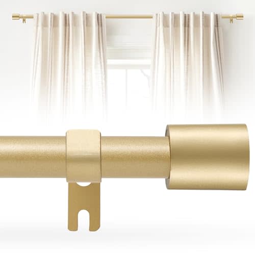 Gold Curtain Rod for Windows 28 to 48 Inch, 5/8 Inch Splice Adjustable Curtain Rod Gold with 2 Brackets, Easy Installation and Simple End Caps, For Living Room, Bedroom, Outdoor