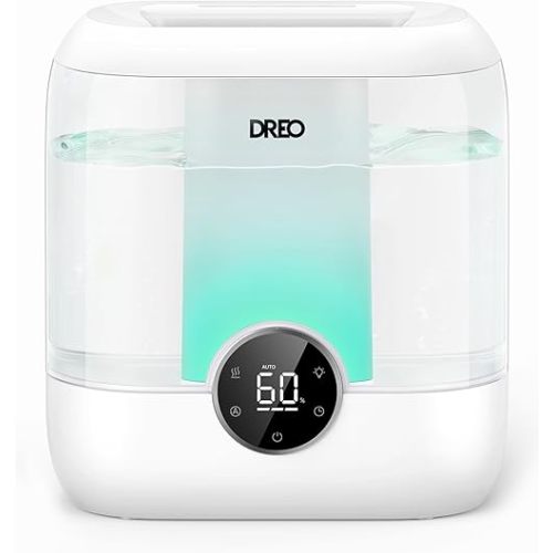 Dreo 6L Top Fill Humidifiers for Bedroom, 60H Runtime, 28 dB Quiet Supersized Cool Mist Humidifiers for Large Room, Air Humidifier for Home, Baby, Plant, Indoor, Night Light, Ultrasonic