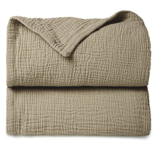 Lulu moon Muslin Quilt Blanket, Crib Blanket for Baby and Toddler,47x47 Inches(Olive)