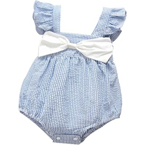 Ding Dong Baby Girl Summer Striped Triangle Romper