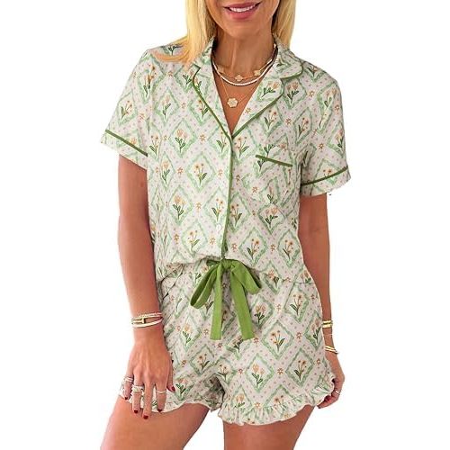 2 piece Maternity Pajamas (SIZE LARGE, GREEN FLORAL)