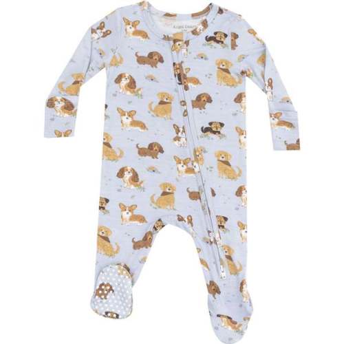 2 Way Zipper Footie, Best Friend Dogs Blue - Angel Dear | Maisonette
