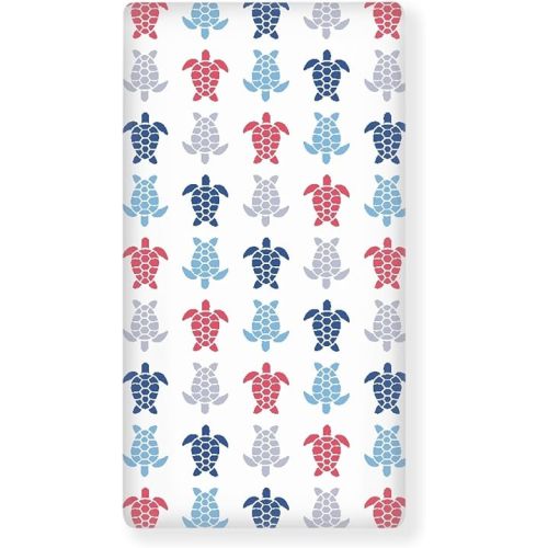 Turtle Fitted Crib Sheet for Boys Girls Red Blue Gray Ocean Turtle Baby Sheet for Standard Crib and Toddler Sea Animals Print Nursery Bed Mattress Sheets 28"x52"