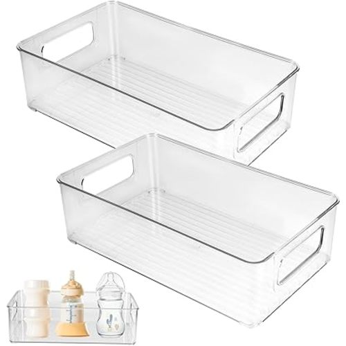 Baby Bottle Organizer Plastic Storage Center for Baby Bottles and Food Jars Baby Bottle Organizer for Cabinet, Perfect Organizer for Kitchen Cabinet, Pantry, Refrigerator, and Countertop(2 pcs)